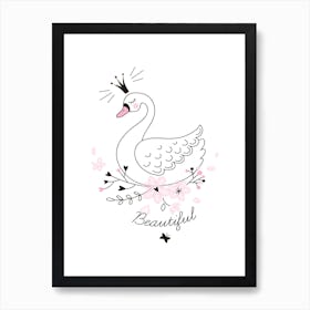 Beautiful White Swan Art Print