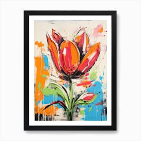 Neo-Expressionist Oasis: Tulip Floral Dreamscape Art Print