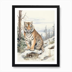 Storybook Animal Watercolour Siberian Tiger 2 Art Print