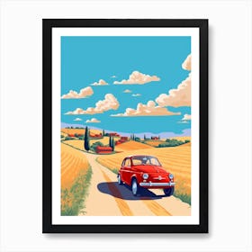 A Fiat 500 In The Tuscany Italy Illustration 4 Art Print