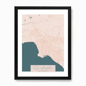 Los Angeles California Pink and Blue Cute Script Street Map Art Print