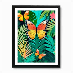 Colourful Butterfly Jungle v4 Art Print