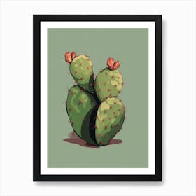 Prickly Pear Cactus Illustration 1 Art Print