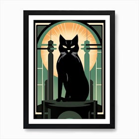 The Sun, Black Cat Tarot Card 0 Art Print