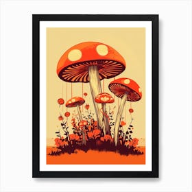 Retro Mushrooms 2 Art Print