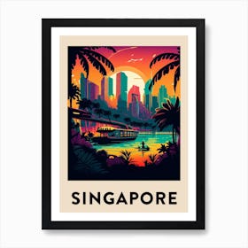 Singapore 4 Vintage Travel Poster Art Print