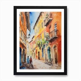 Verona, Italy Watercolour Streets 3 Art Print