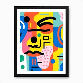 Geometric Colourful Face Illustration 1 Art Print