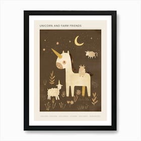 Unicorn & Farm Friends Muted Pastel 2 Poster Art Print