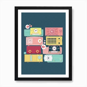 Turn the vintage radios on // retro design kids room Art Print