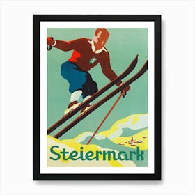 Steiermark Austria Vintage Ski Poster Art Print