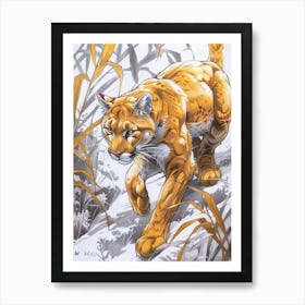 Cougar Precisionist Illustration 1 Art Print