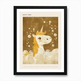 Unicorn In The Bubble Bath Mocha Muted Pastels 2 Poster Art Print