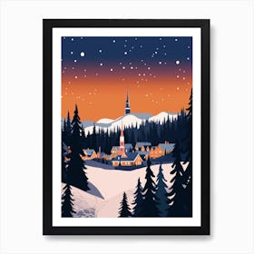 Retro Winter Illustration Rovaniemi Finland 1 Art Print