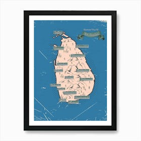 Sri Lanka Vintage Map Art Print