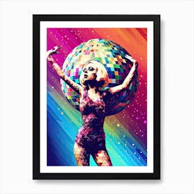 Woman Dancing Disco Ball Geometric 0 Art Print