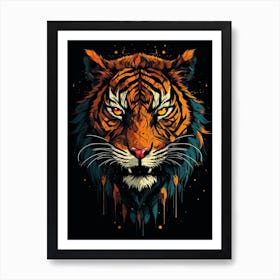 Tiger Art In Naïve Art Style 2 Art Print