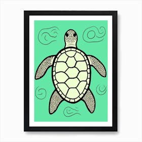 Sea Turtle Geometric Bold Line Illustration Art Print