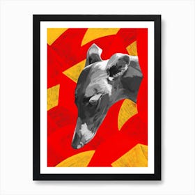 Greyhound Dog Yellow Red Art Print