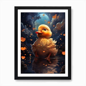 Duckling In The Moonlight Art Print