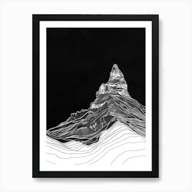 Pen Y Fan Mountain Line Drawing 2 Art Print