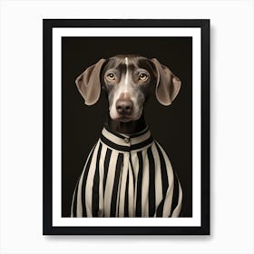 Dog In Striped Shirt Art Print