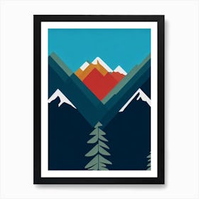 Lake Tahoe, Usa Modern Illustration Skiing Poster Art Print