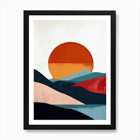 Sunset In The Mountains, Scandinavian Simplicity 1 Art Print