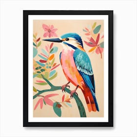 Pink Scandi Kingfisher 3 Art Print