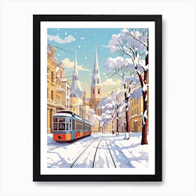 Vintage Winter Travel Illustration St Petersburg Russia 2 Art Print