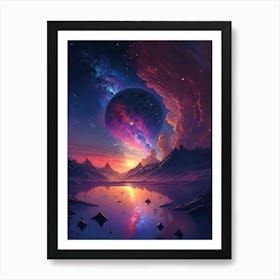 Purple Planet in the Night Sky Art Print