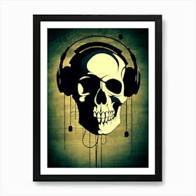 Skull With Headphones 125 Art Print