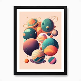 Planets Kawaii Kids Space Art Print