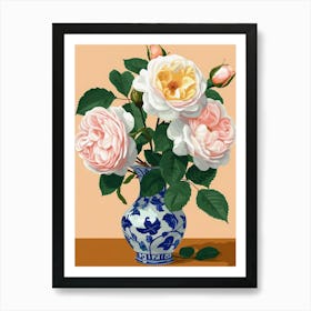English Roses Painting Rose In A Vase 3 Art Print