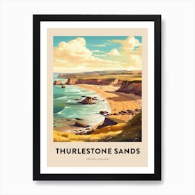 Devon Vintage Travel Poster Thurlestone Sands Art Print