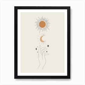 Hands Celestial Finger Pointing Light Art Print