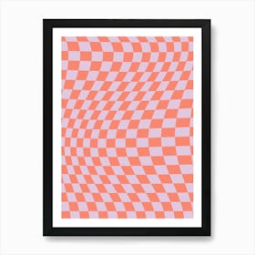 Checkerboard Twist Lilac And Orange Art Print