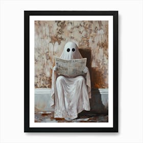 Ghost Reading Newspaper Art Print