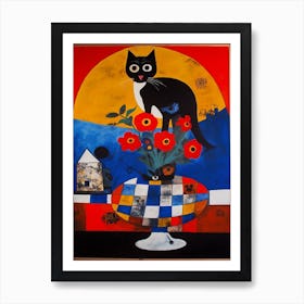 Iris With A Cat 1 Surreal Joan Miro Style  Art Print