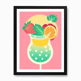 Frozen Strawberry Margarita Retro Pink Cocktail Poster Art Print