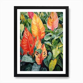Tropical Plant Painting Chinese Evergreen 3 Art Print