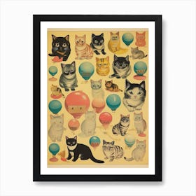 Collection Of Vintage Cats Kitsch 3 Art Print