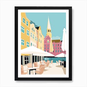 Malmo, Sweden, Flat Pastels Tones Illustration 3 Art Print