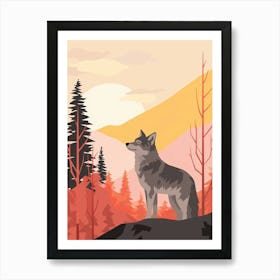 Gray Wolf Art Nouveau 4 Art Print