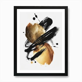 Abstract Gold Brush Strokes 1 Art Print