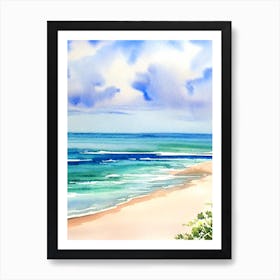 Bribie Island Beach, Australia Watercolour Art Print