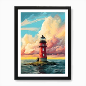 Sunset Lighthouse Art Print
