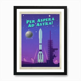 Per Aspera Ad Astra!, ESA Ariane 6 — Vintage retro space poster Poster