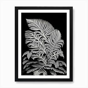 Crested Wood Fern Linocut Art Print