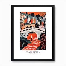 Ponte Pietra, Verona, Italy Colourful 4 Travel Poster Art Print